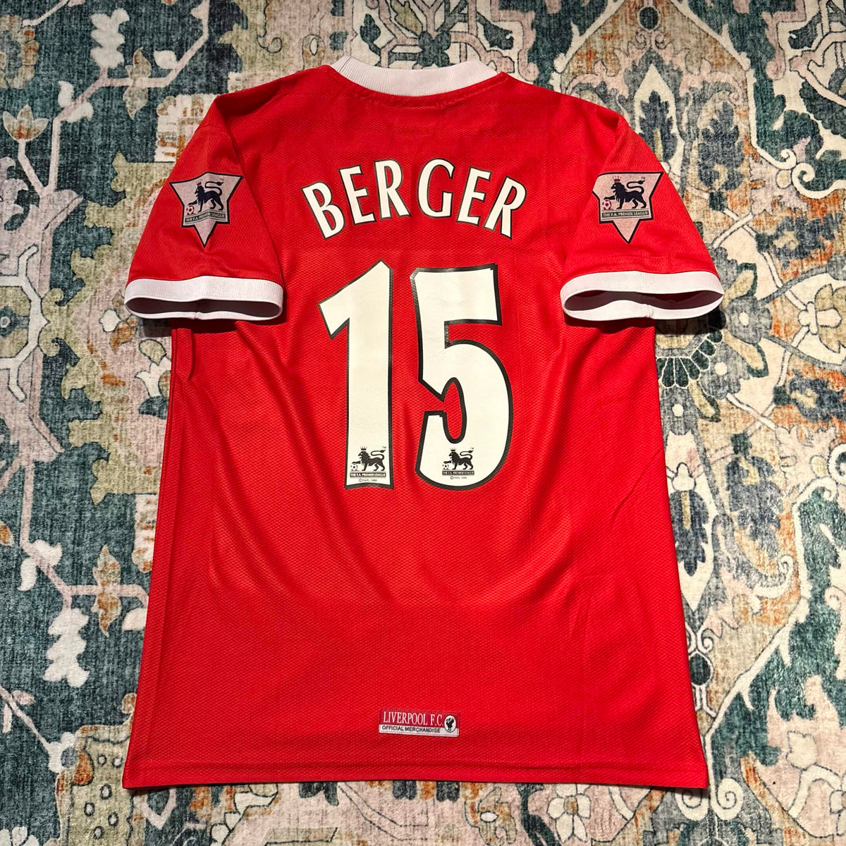 Liverpool 1998/2000 Home Jersey Berger #15 – Size 42/44 (L)